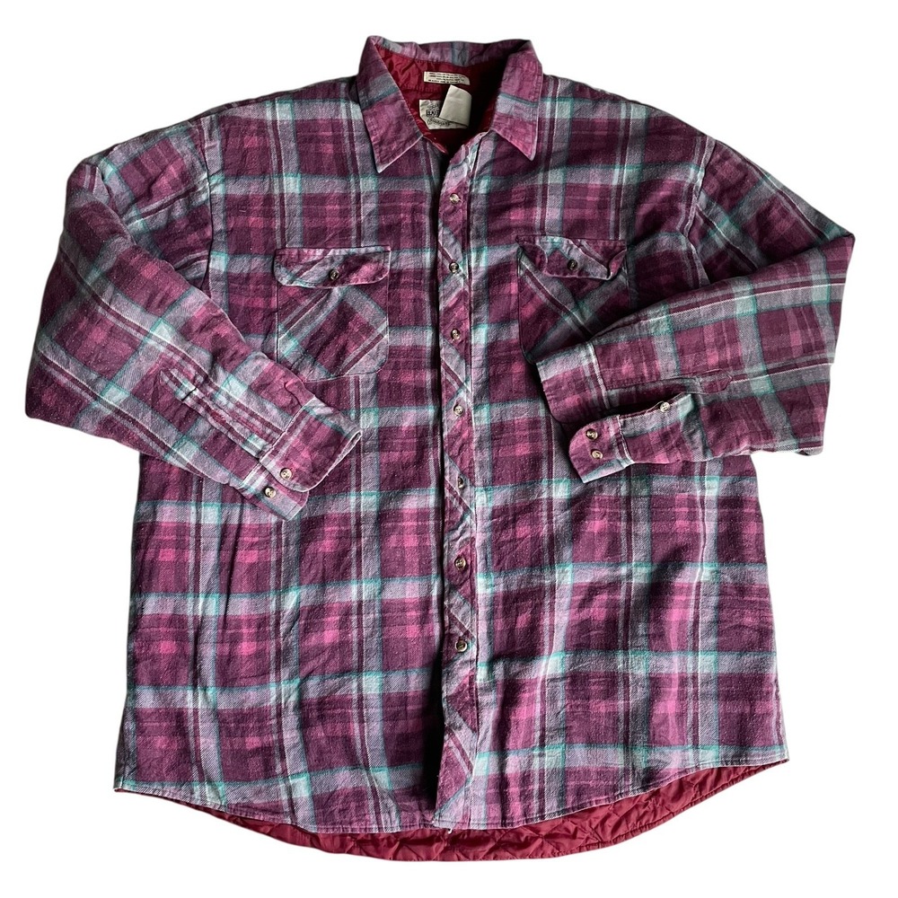 Saugatuck Dry Goods Flannel Shirt Mens 3XL Plaid Button Down Quilted Lining
